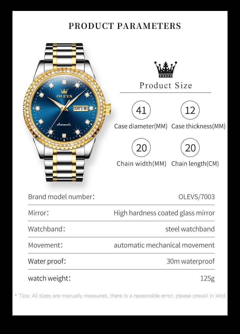 OLEVS Men's Luxury Automatic Mechanical Watch for Man with Date Display Carauana Store