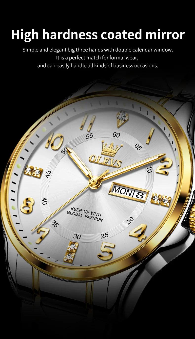 OLEVS Steel men's Quartz Watch | Sleek Business Style with Shock Resistance and Auto Date Feature Carauana Store