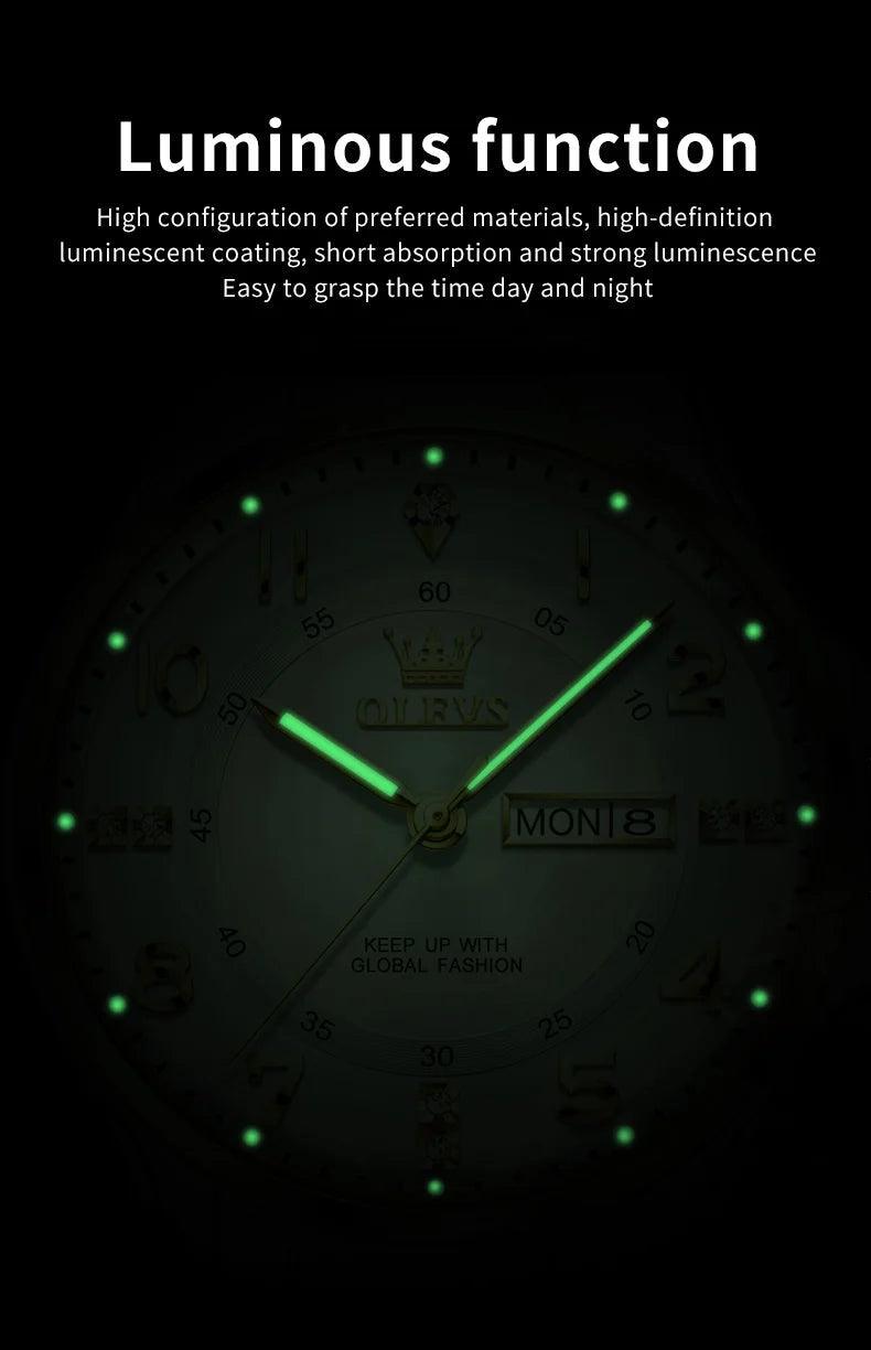 OLEVS Steel men's Quartz Watch | Sleek Business Style with Shock Resistance and Auto Date Feature Carauana Store