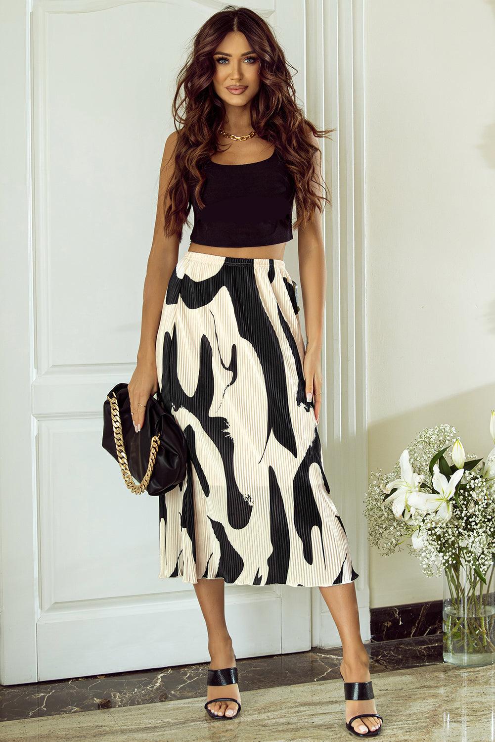 Printed Elastic Waist Skirt Carauana Store