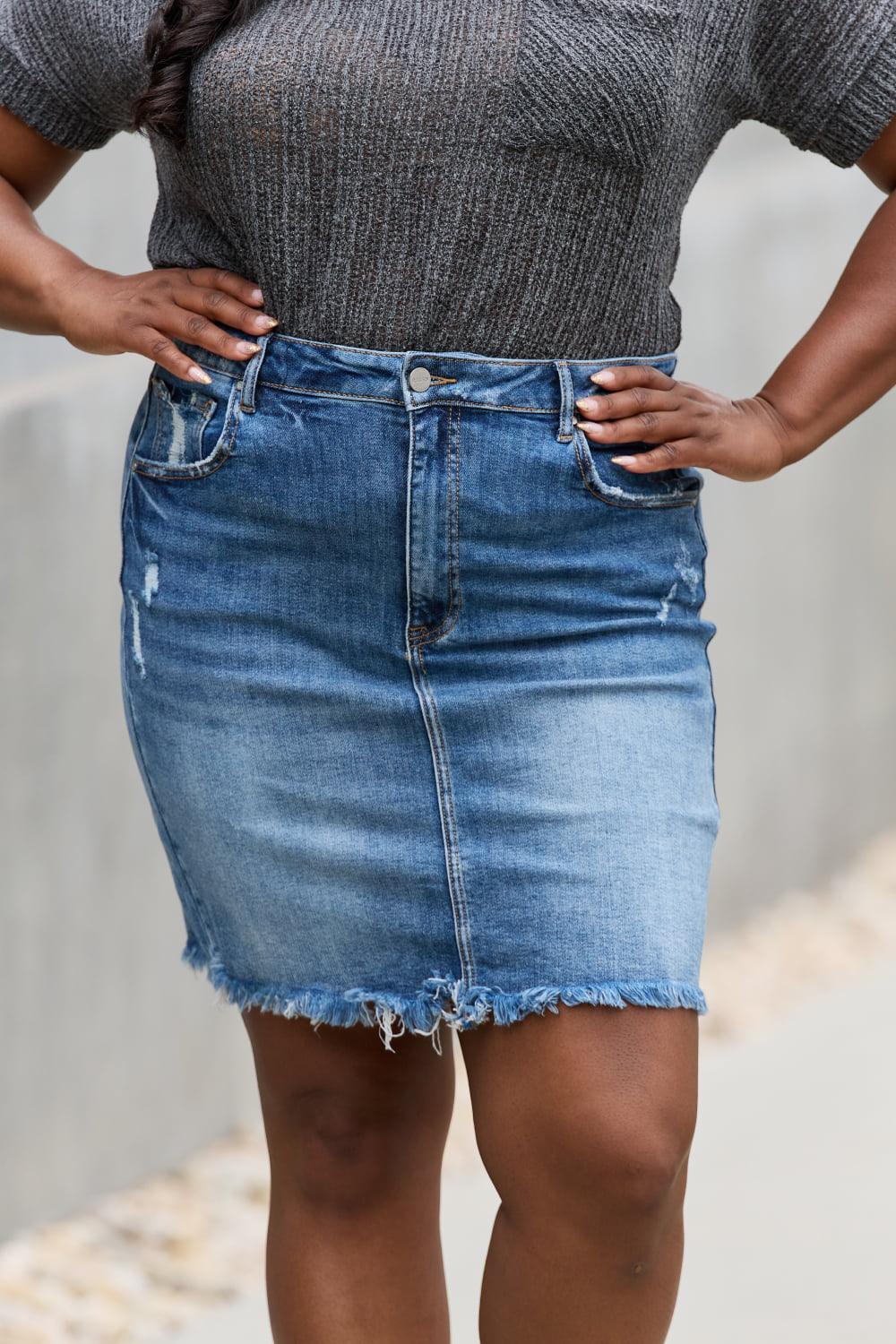 RISEN Amelia Full Size Denim Mini Skirt Carauana Store