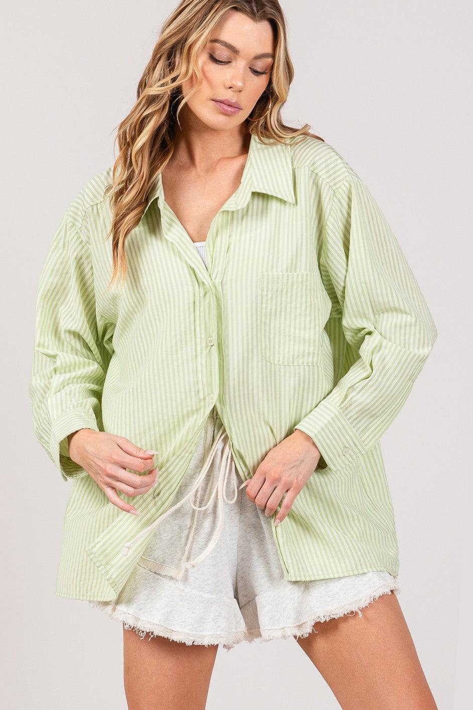 SAGE + FIG Striped Button Up Long Sleeve Shirt Carauana Store