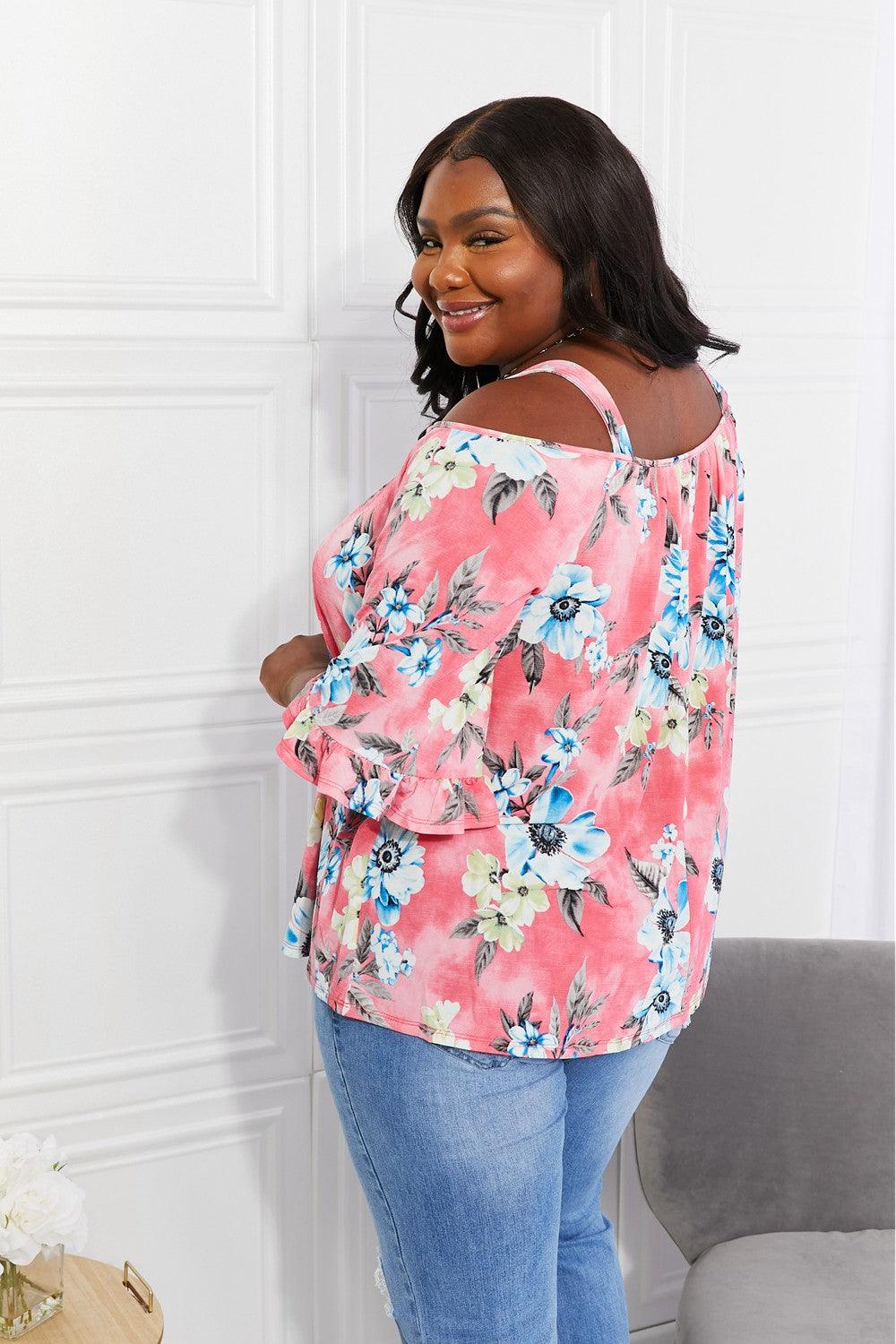 Sew In Love Full Size Fresh Take Floral Cold-Shoulder Top Carauana Store