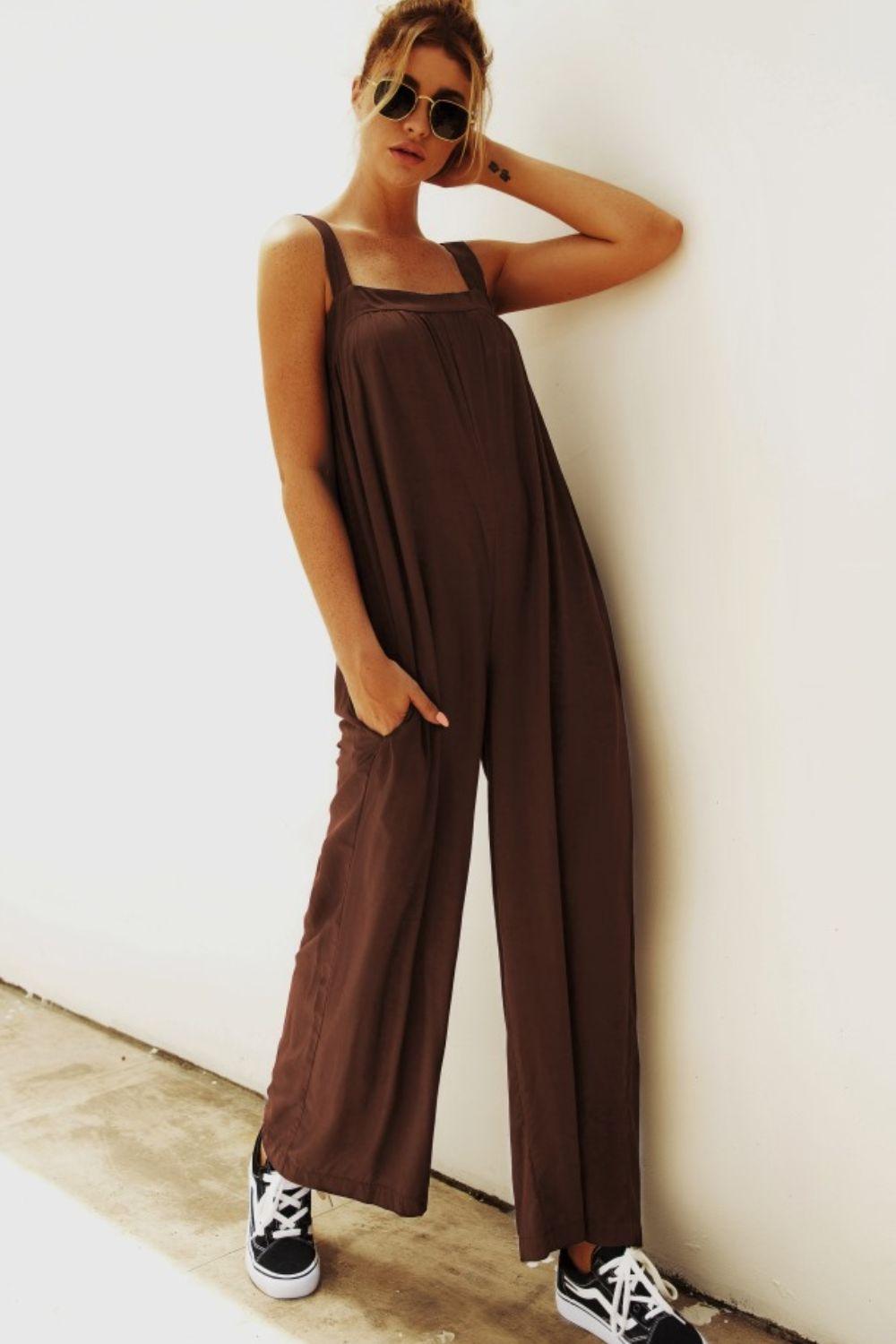 Wide Strap Wide Leg Jumpsuit Carauana Store