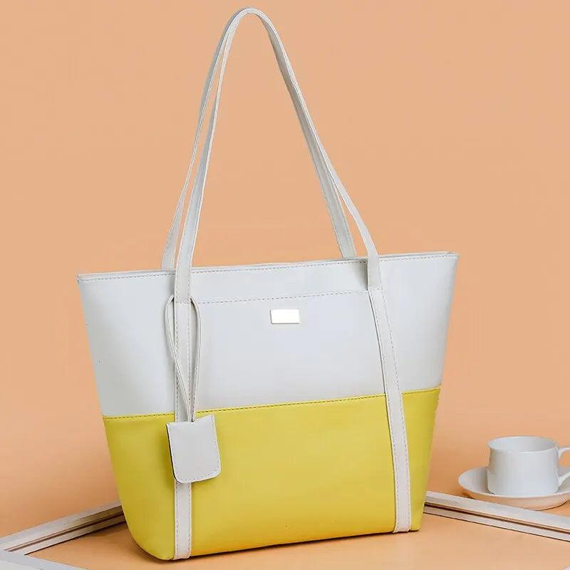 Women Pu Leather Fashion Color Match Shoulder Bag Large Capacity Handbag Carauana Store