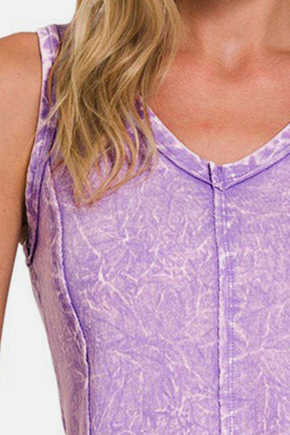 Zenana Exposed Seam V-Neck Wide Strap Tank Carauana Store
