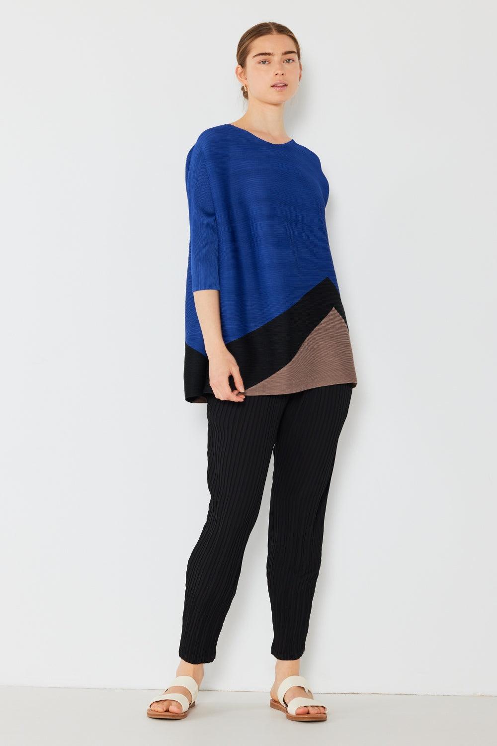 Marina West Swim Pleated Horizontal Rib Color Block Top
