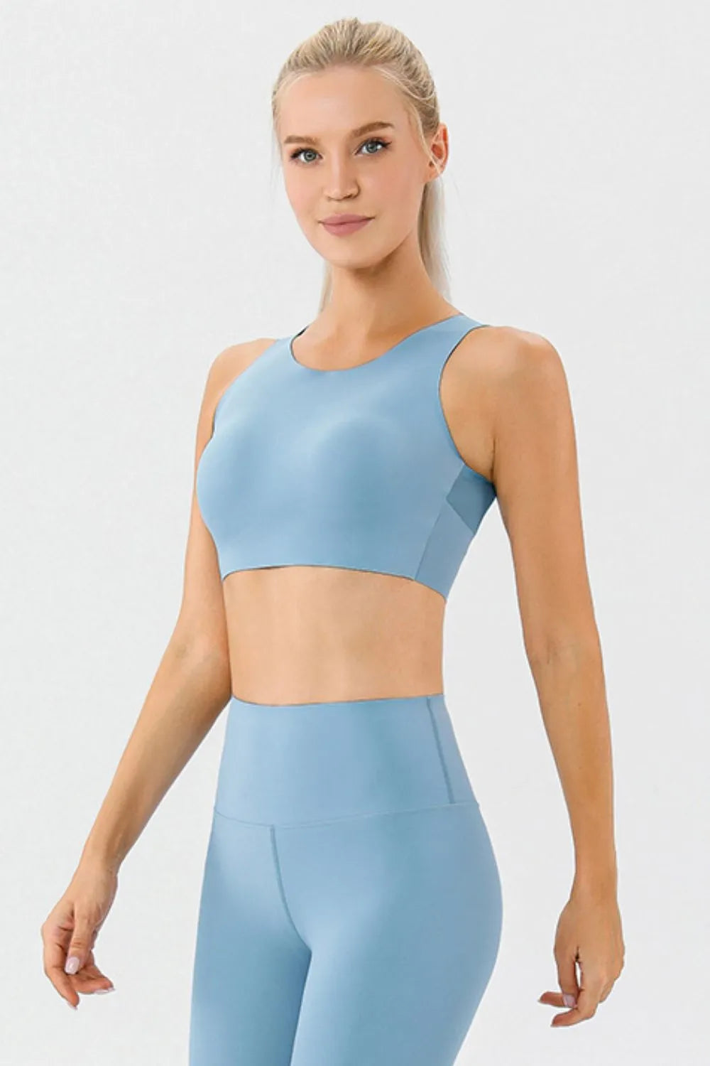 Round Neck Wide Strap Active Bra Carauana Store