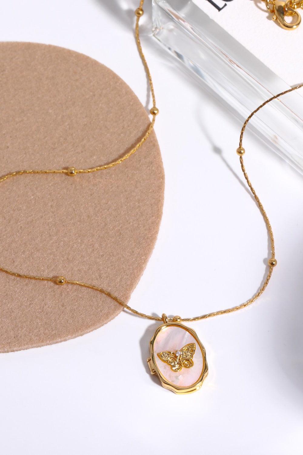 Butterfly Shell Pendant Copper Necklace Carauana Store