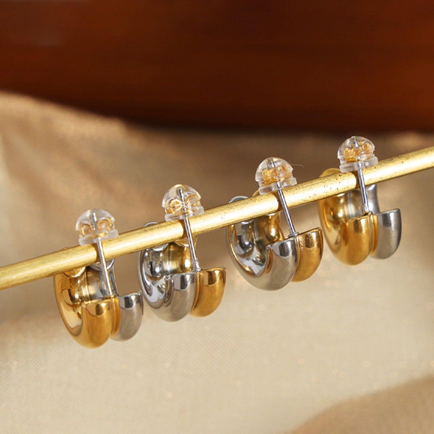 18K Gold-Plated C-Hoop Earrings Carauana Store