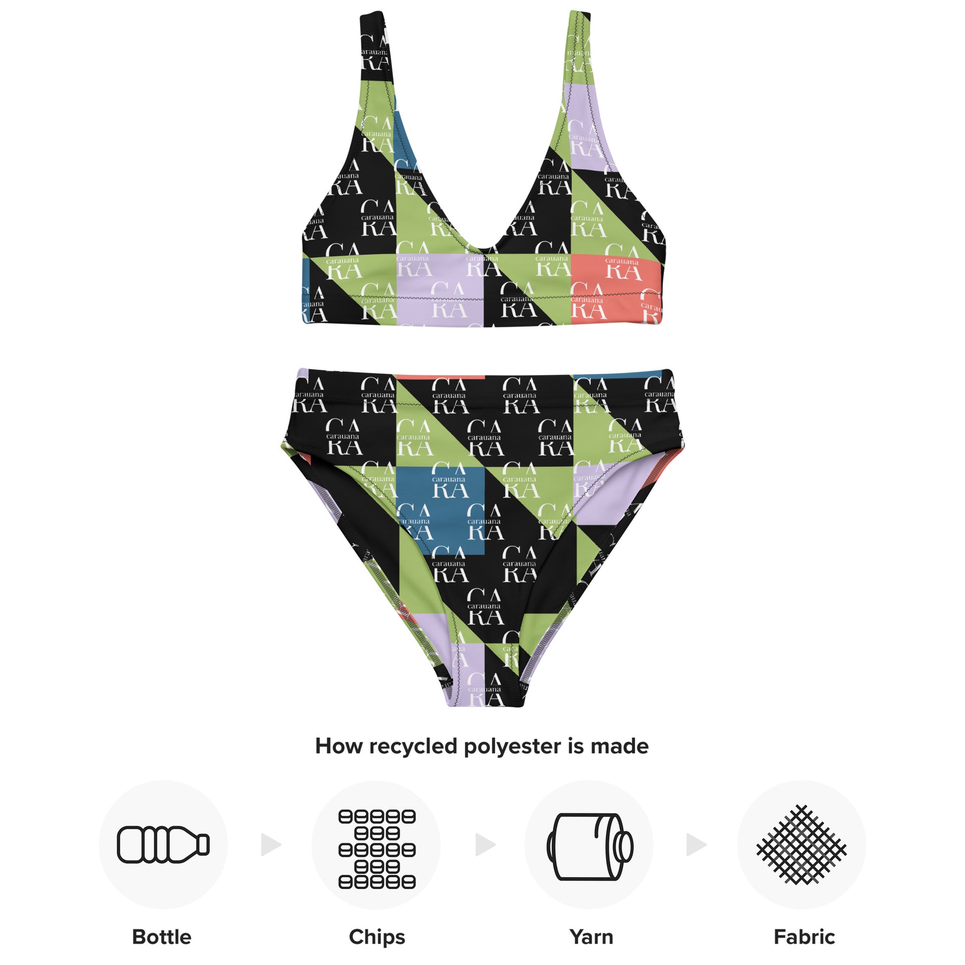 Carauana high-waisted bikini Green Black branded Carauana Store
