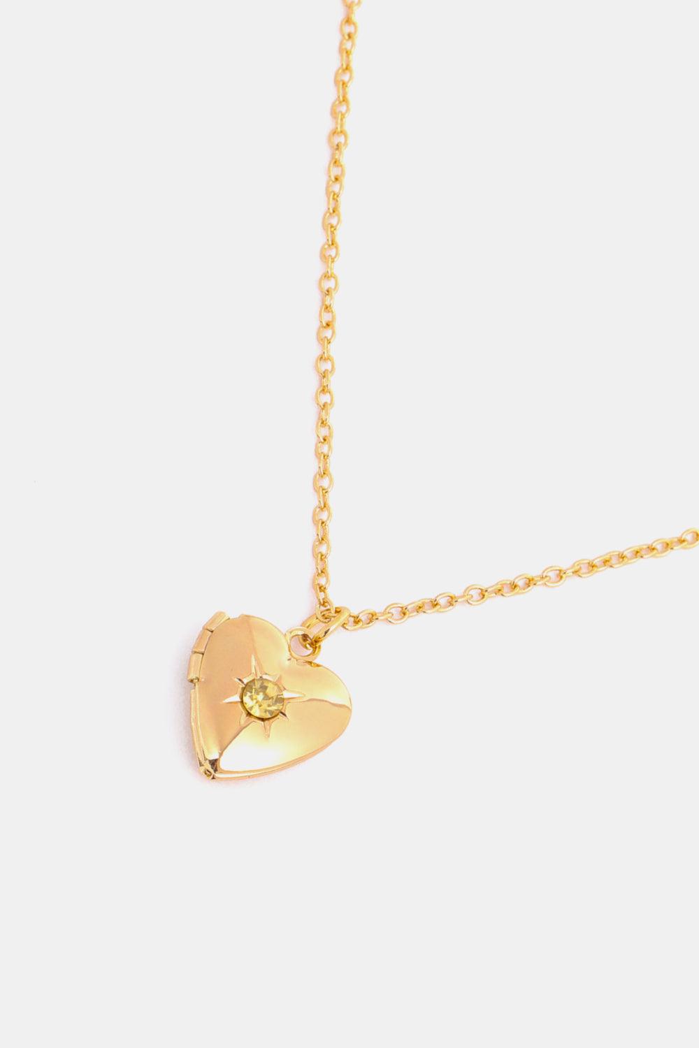 Zircon Heart Shape 14K Gold-Plated Pendant Necklace Carauana Store