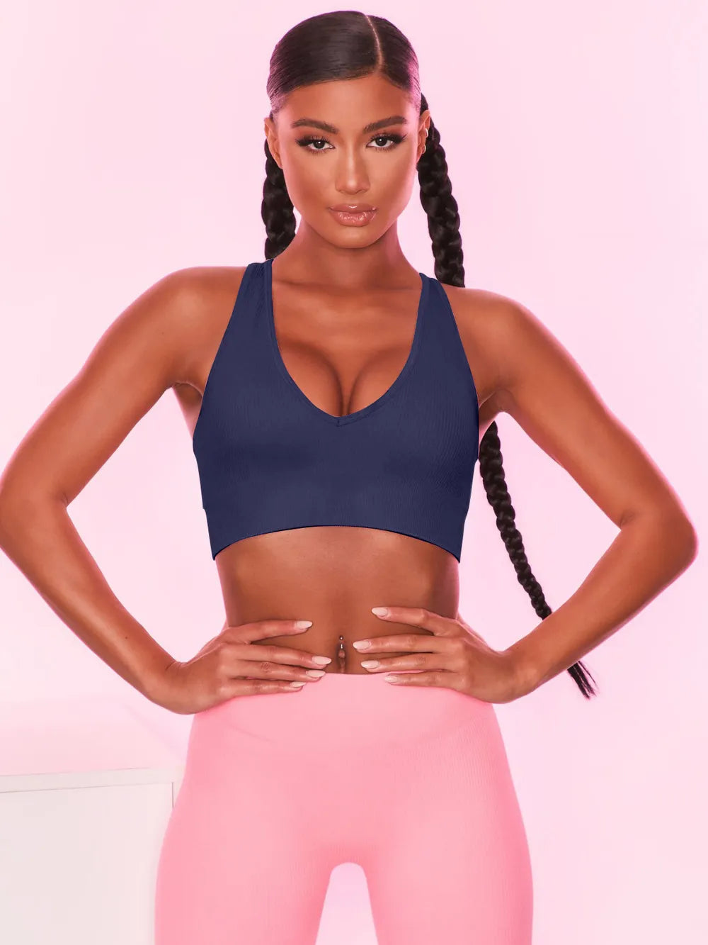 Scoop Neck Wide Strap Active Bra Carauana Store