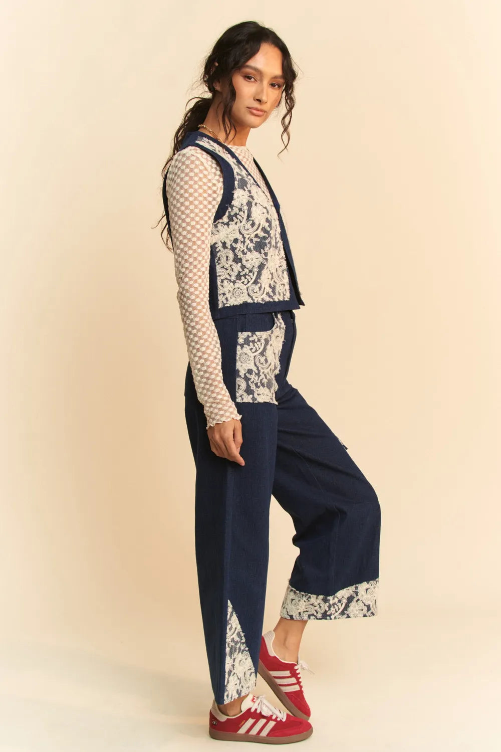 Davi & Dani Lace Applique Wide Leg Jeans Carauana Store