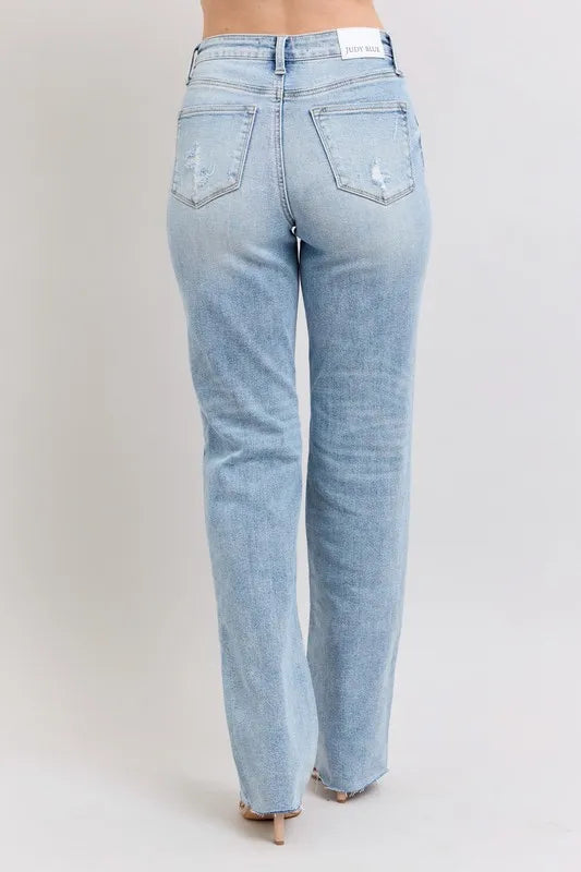 Judy Blue Full Size Mid Rise Light Wash Dad Jeans Plus Size Carauana Store
