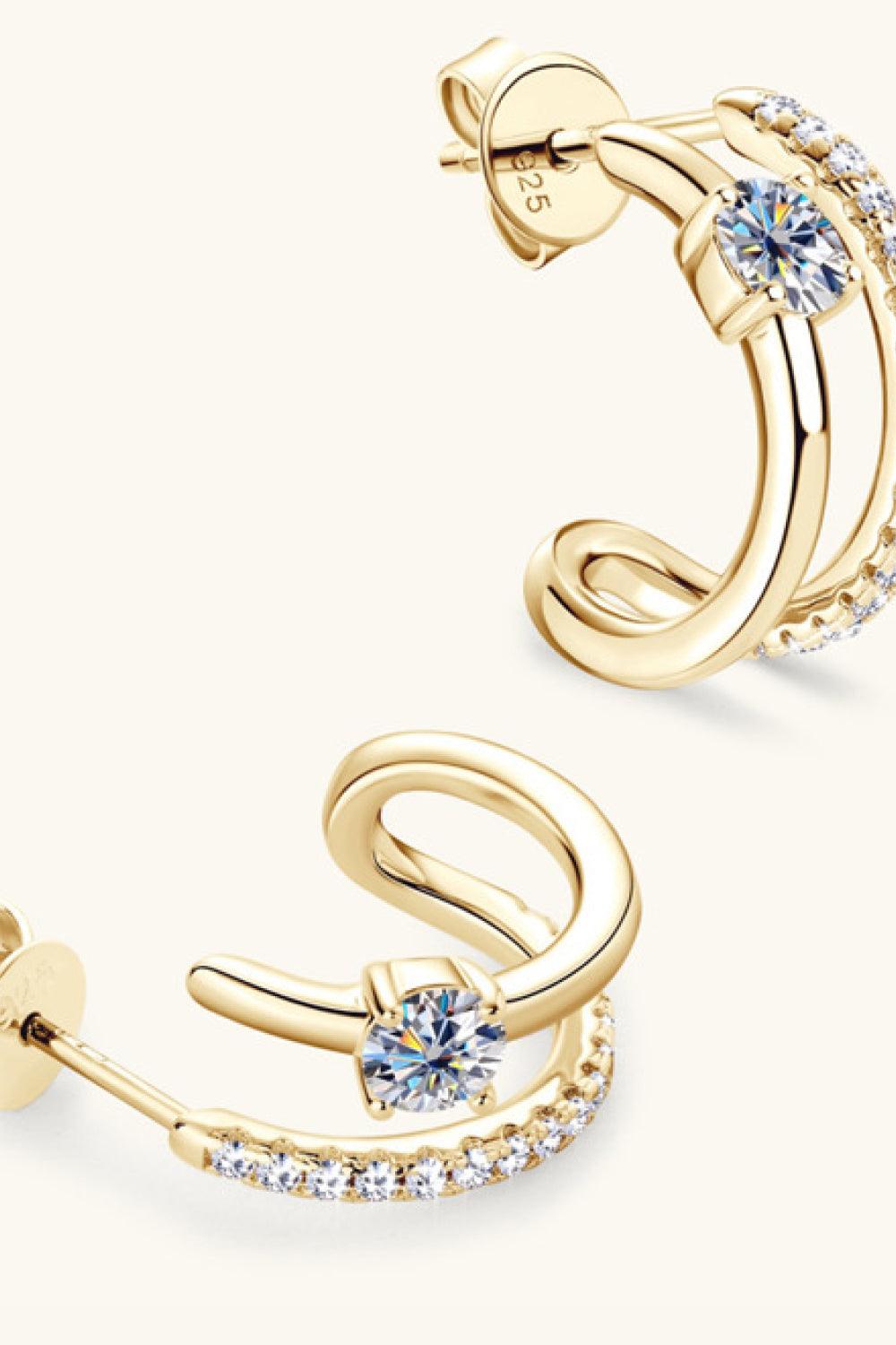 Moissanite 925 Sterling Silver C-Hoop Earrings Carauana Store