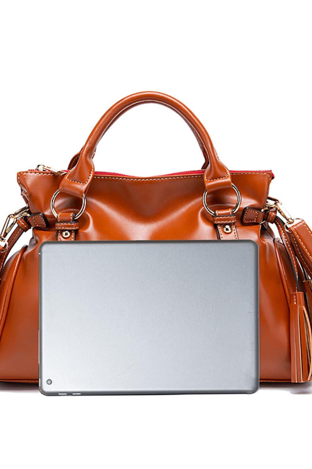 PU Leather Handbag with Tassels Carauana Store