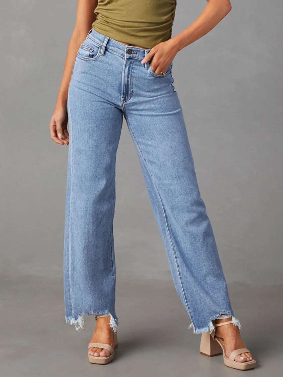 Raw Hem Loose Fit Jeans Carauana Store