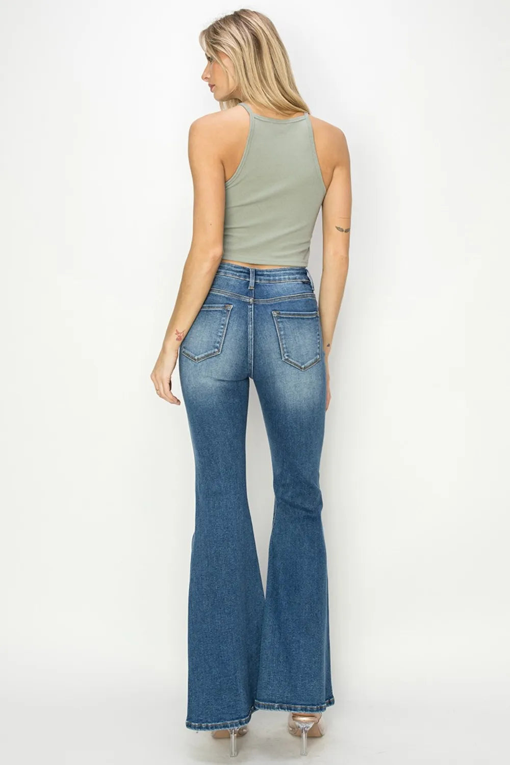 RISEN Full Size High Rise Front Seam Detailed Flare Jeans Carauana Store