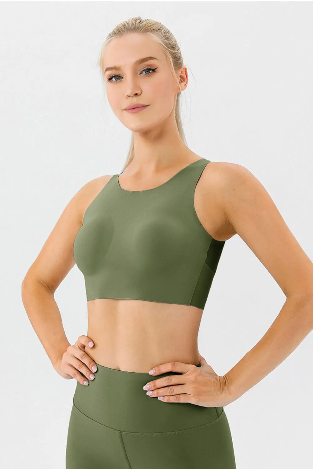 Round Neck Wide Strap Active Bra Carauana Store