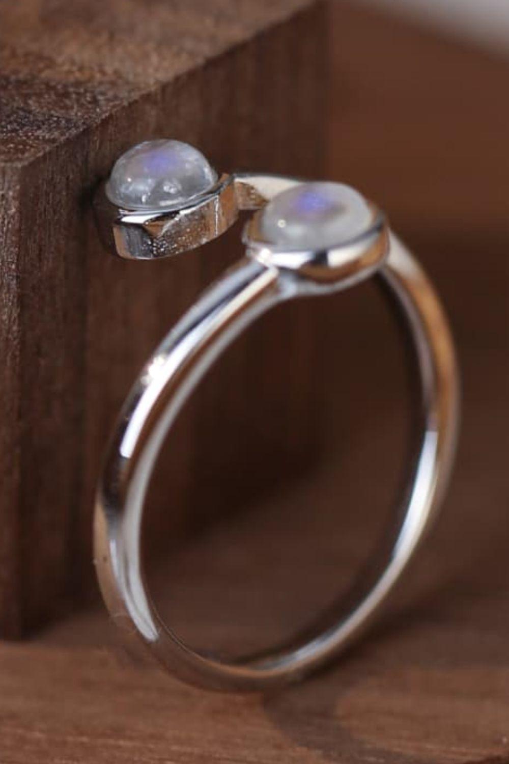 High Quality Natural Moonstone 925 Sterling Silver Toi Et Moi Ring Carauana Store