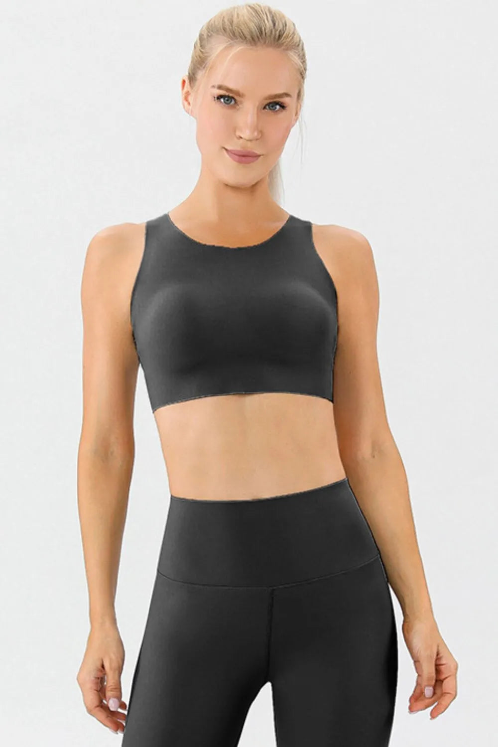 Round Neck Wide Strap Active Bra Carauana Store