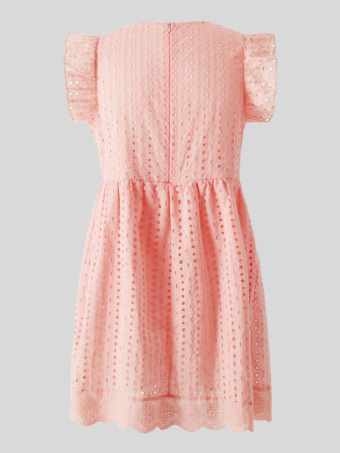 Ruffled Eyelet Cap Sleeve Mini Dress Carauana Store