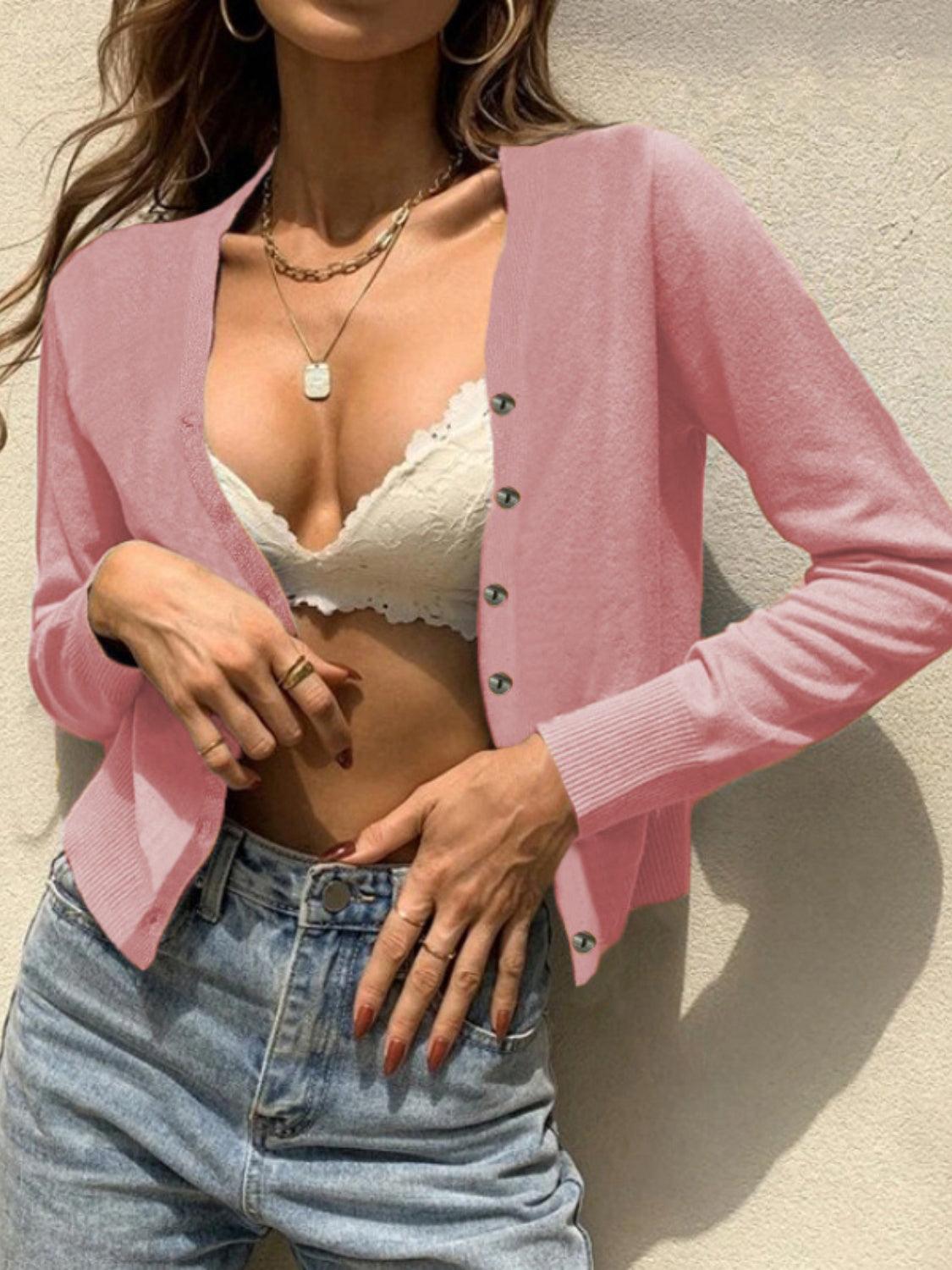Button Up Long Sleeve Cardigan Carauana Store