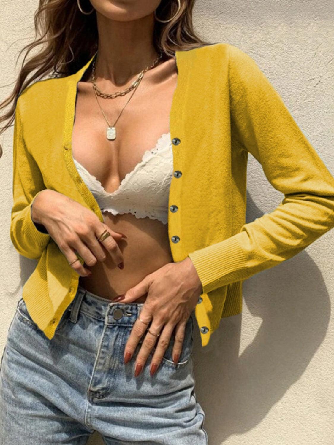 Button Up Long Sleeve Cardigan Carauana Store