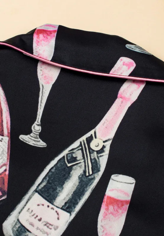 Champagne Print Short Sleeve Top and Shorts Set Carauana Store