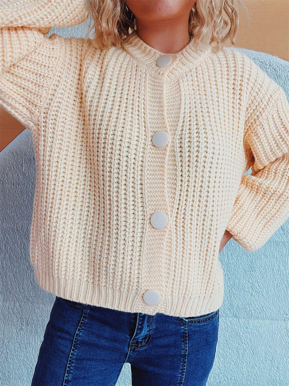 Button Up Long Sleeve Cardigan Carauana Store