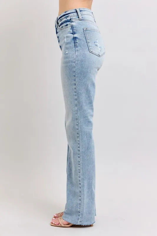 Judy Blue Full Size Mid Rise Light Wash Dad Jeans Plus Size Carauana Store