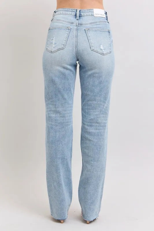 Judy Blue Full Size Mid Rise Light Wash Dad Jeans Plus Size Carauana Store