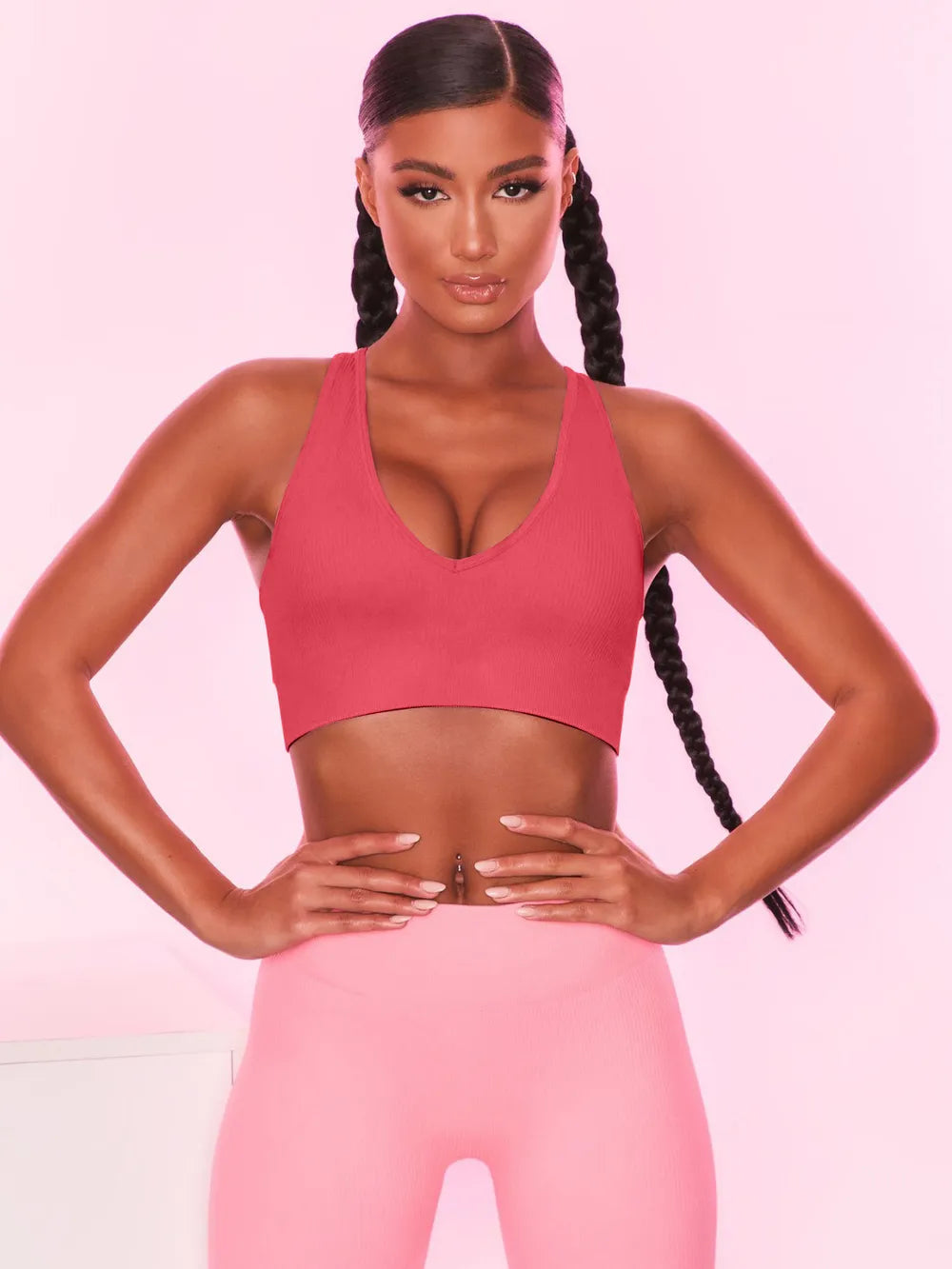 Scoop Neck Wide Strap Active Bra Carauana Store