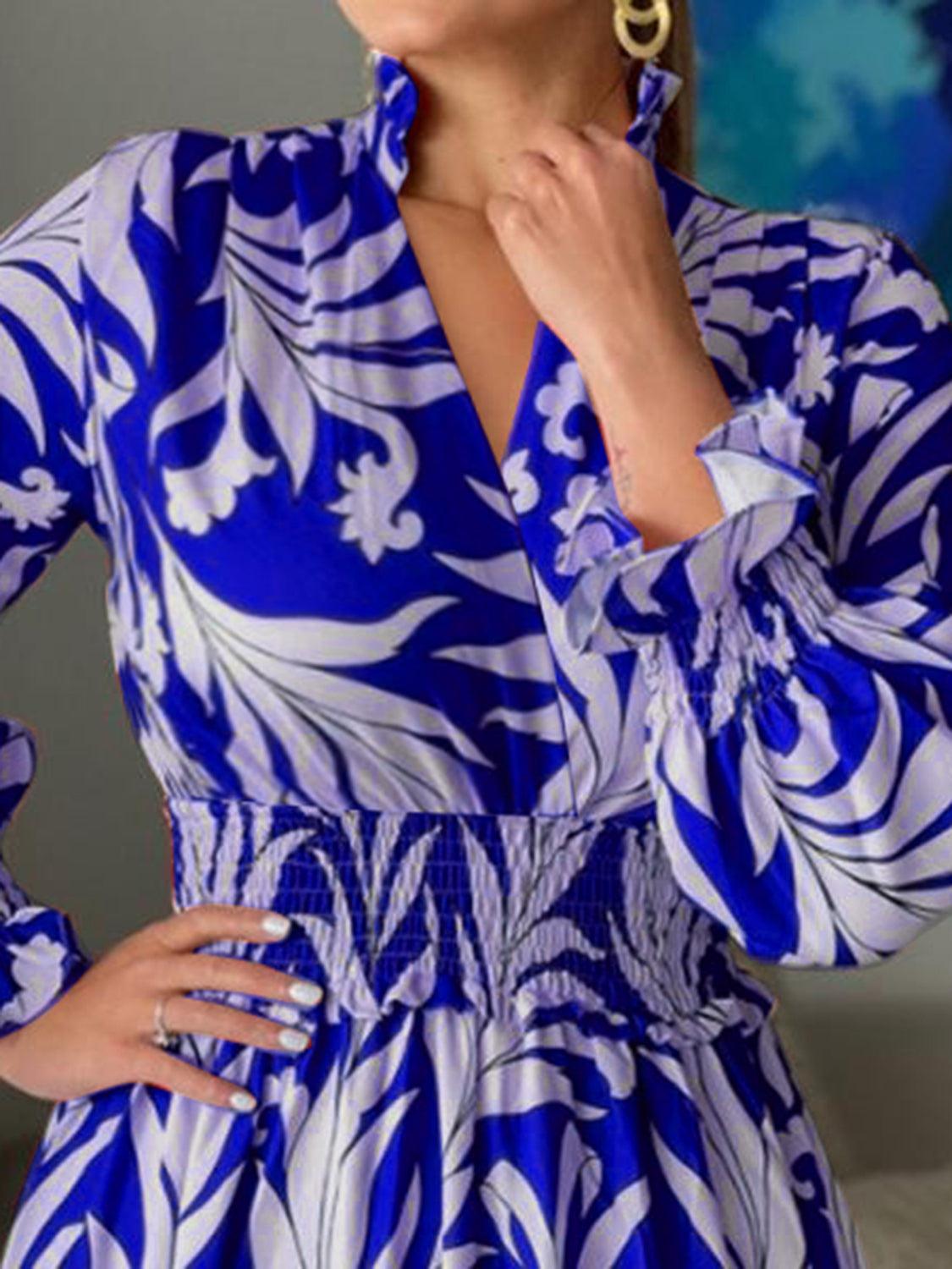 Printed Flounce Sleeve Maxi Dress Carauana Store