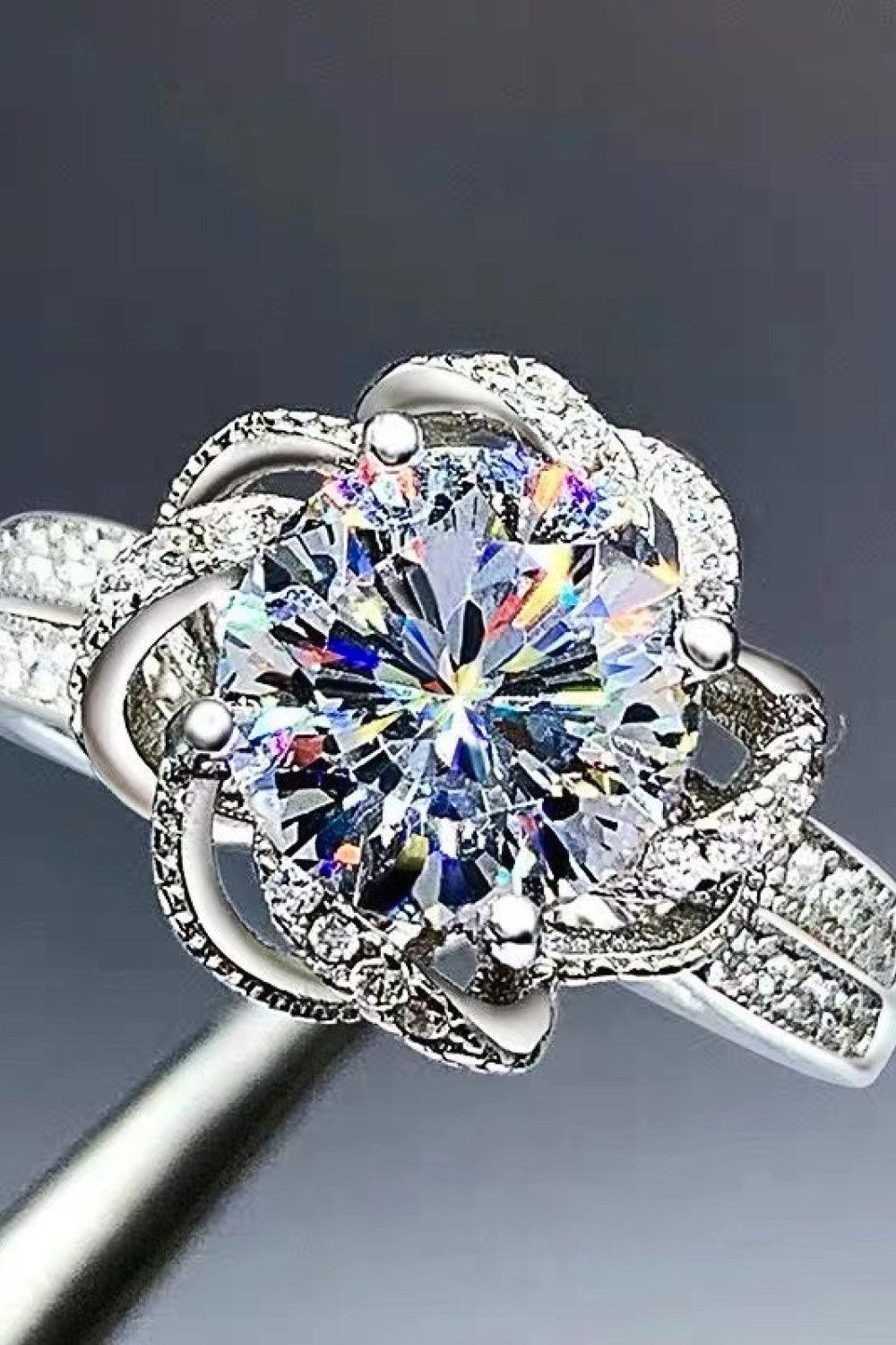 2 Carat Moissanite Floral Platinum-Plated Ring Carauana Store