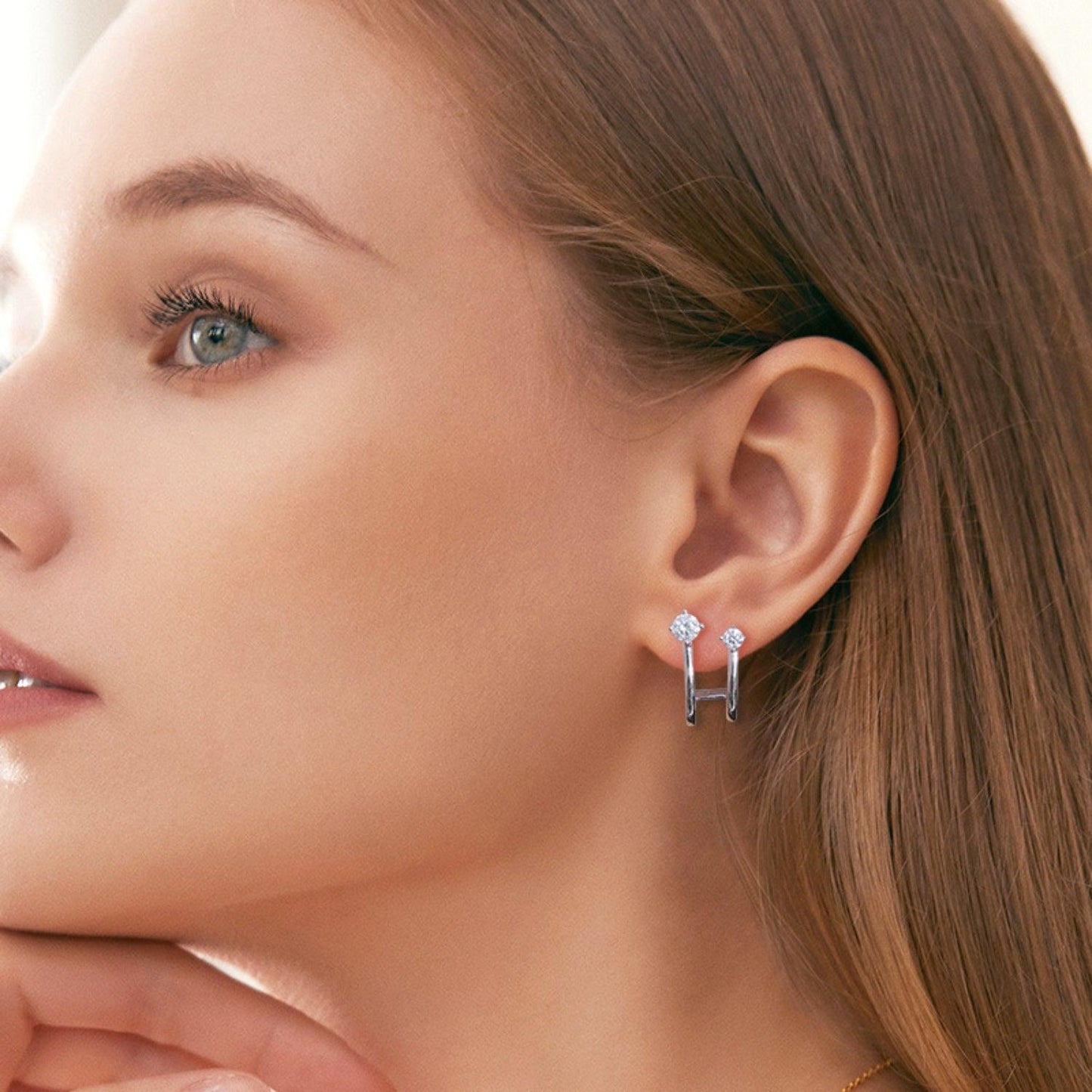 Moissanite 925 Sterling Silver C-Hoop Earrings Carauana Store