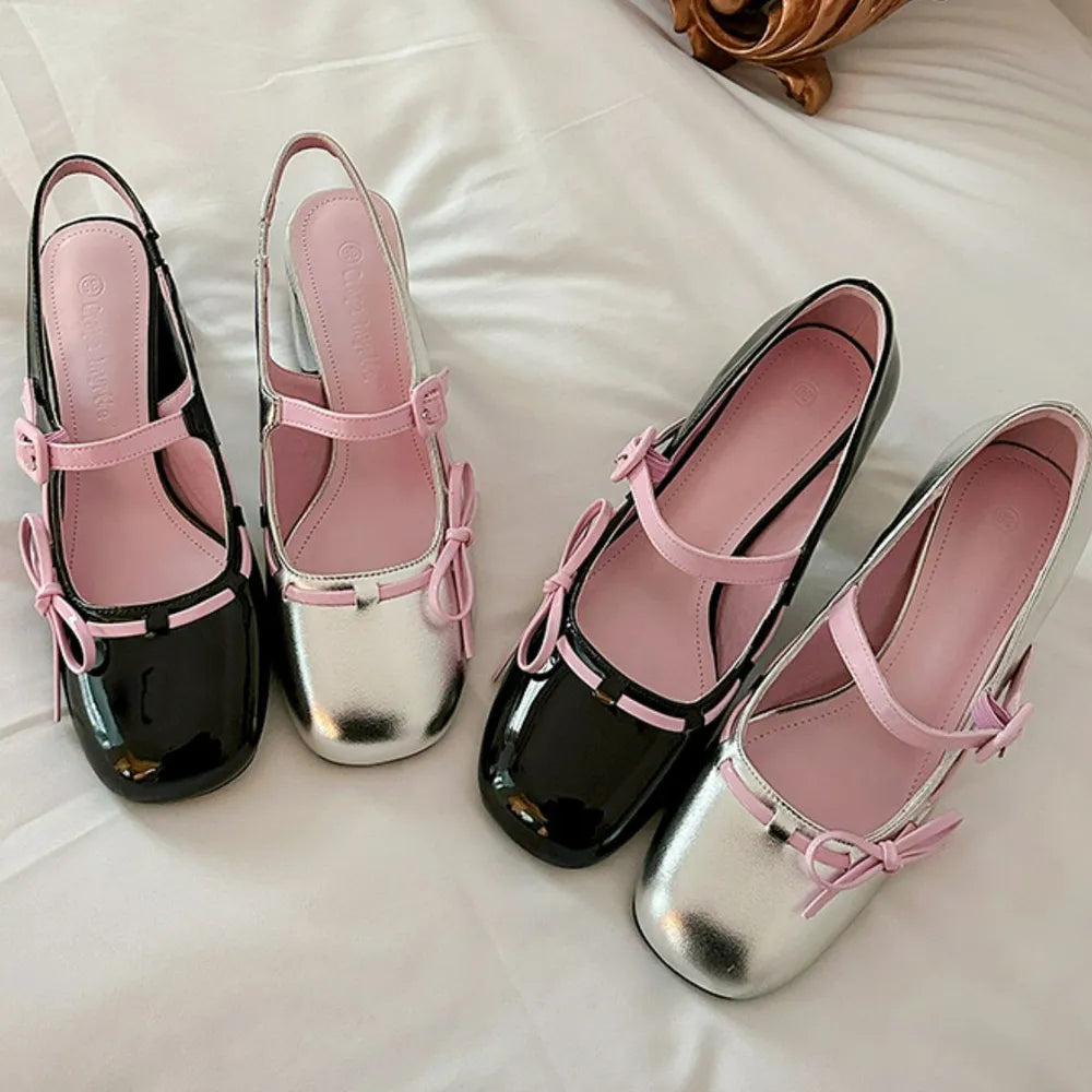 Round Toe Block Heels Loafers Carauana Store