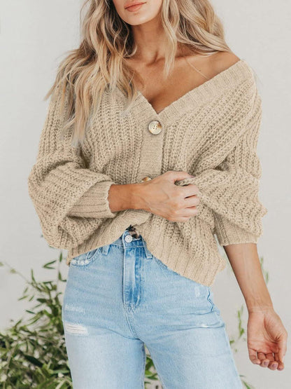 Button Up Long Sleeve Cardigan Carauana Store