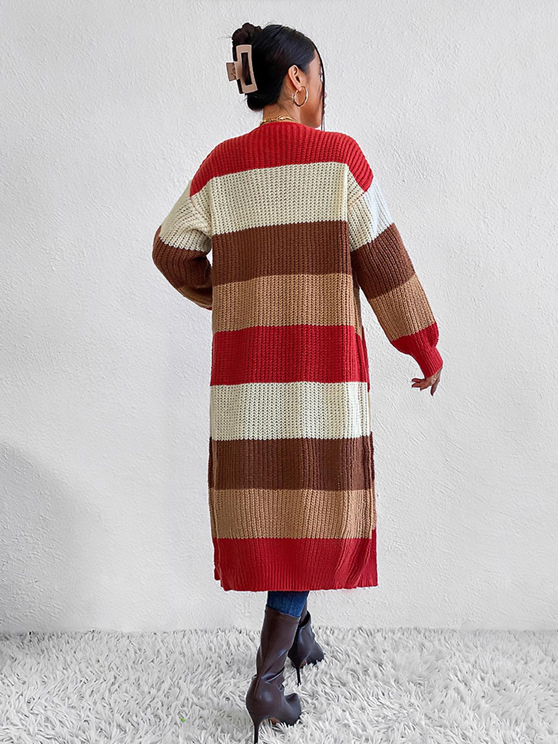 Color Block Open Front Longline Cardigan Carauana Store