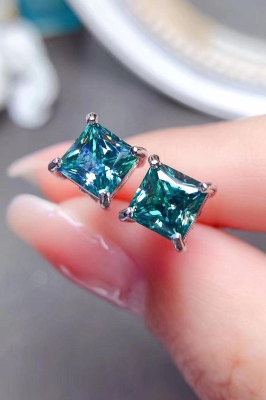 2 Carat Square Moissanite Four-Prong Earrings Carauana Store