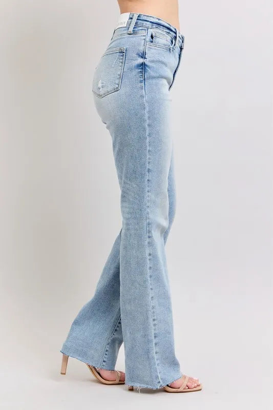 Judy Blue Full Size Mid Rise Light Wash Dad Jeans Plus Size Carauana Store