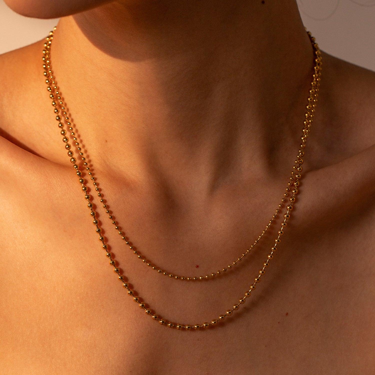 18K Gold-Plated Lobster Closure Bead Necklace Carauana Store