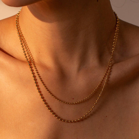 18K Gold-Plated Lobster Closure Bead Necklace Carauana Store