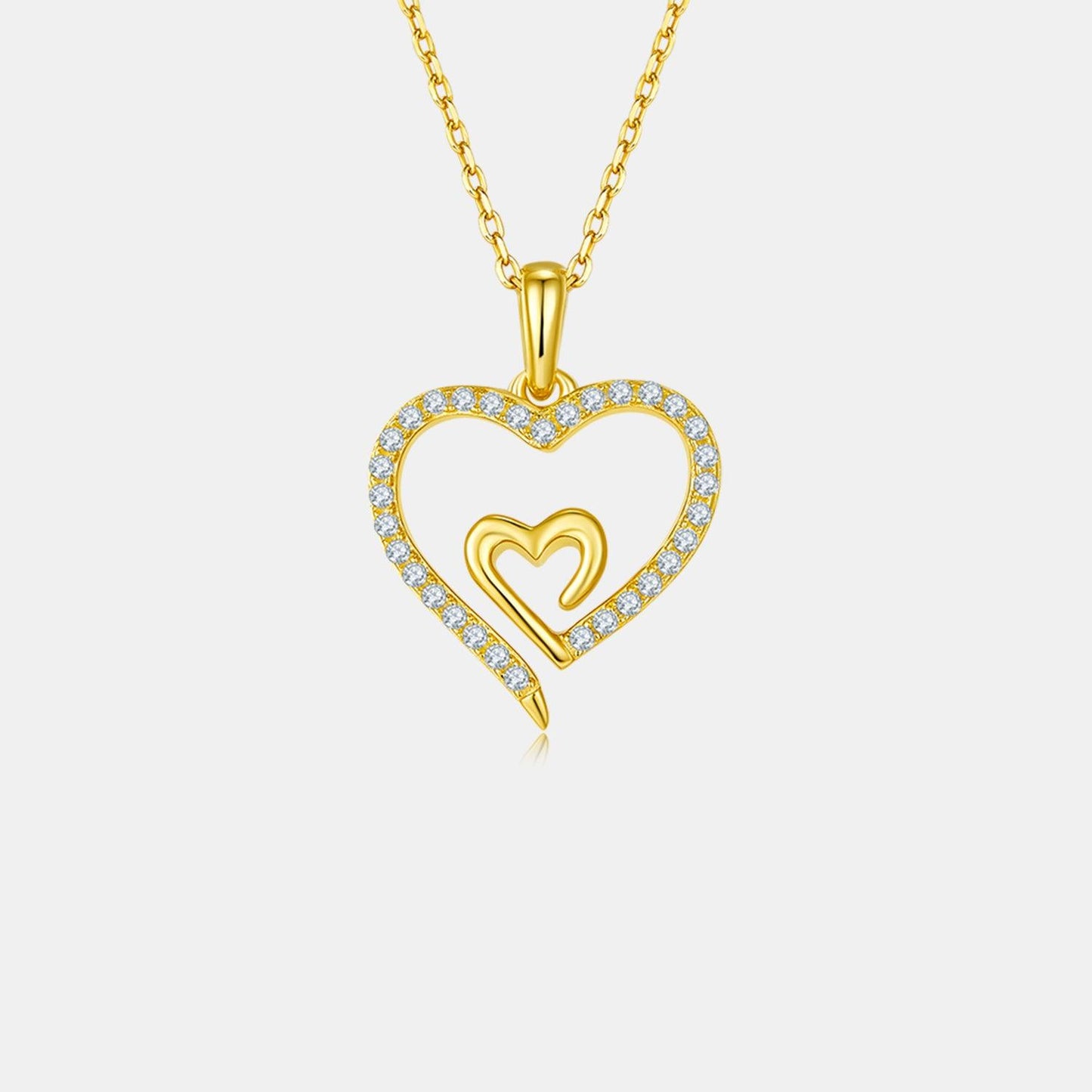 Moissanite 925 Sterling Silver Heart Pendant Necklace Carauana Store