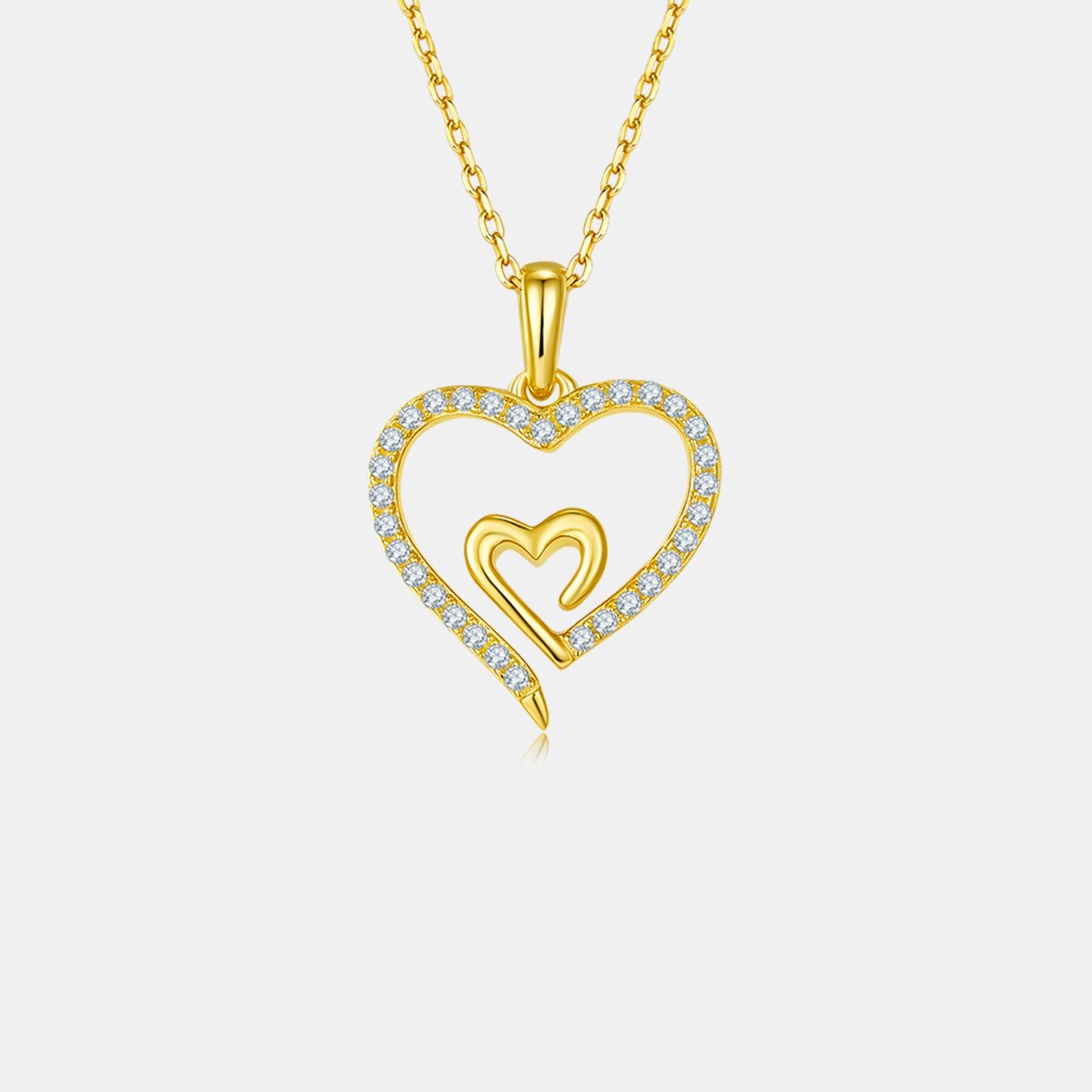 Moissanite 925 Sterling Silver Heart Pendant Necklace Carauana Store