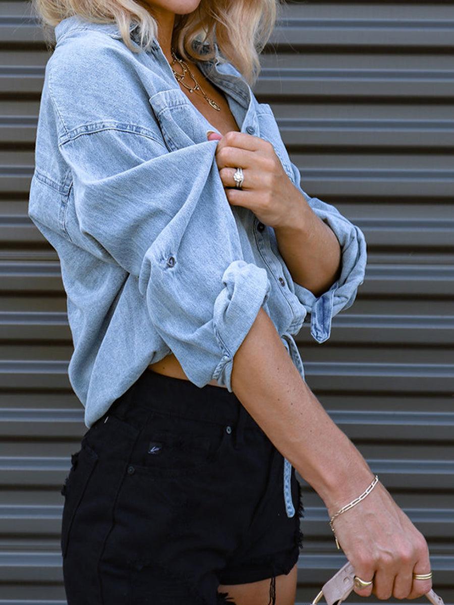 Tie Detail Denim Top Carauana Store