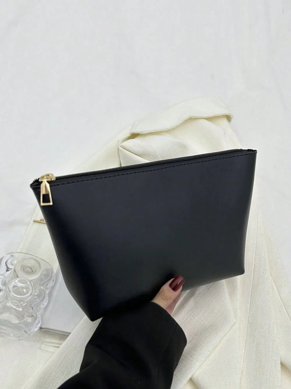 PU Leather Woven Handbag and Clutch Set Carauana Store