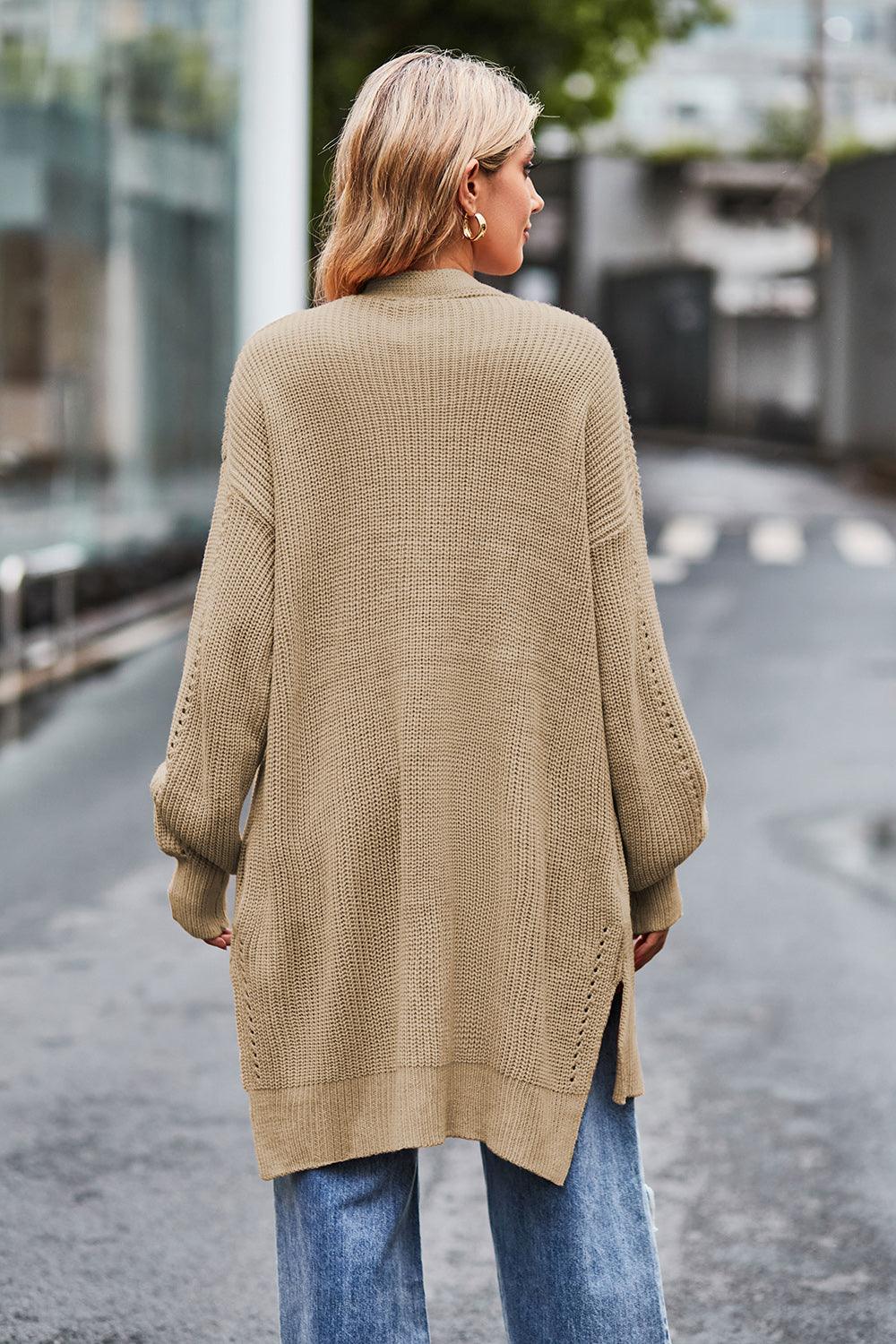 Open Front Dropped Shoulder Longline Cardigan Carauana Store