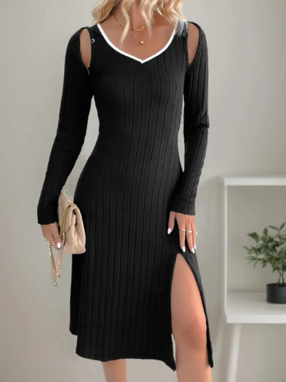 Perfee Slit Wide Strap Dress and Detachable Long Sleeves Set Carauana Store